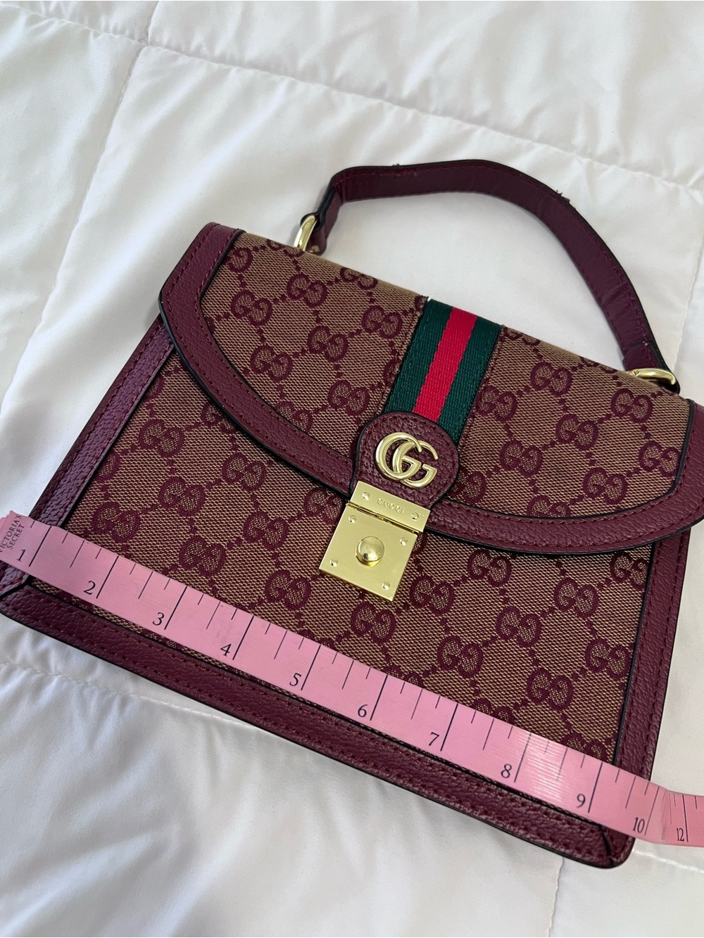 Burgundy logo G small bag - Picture 7 of 9